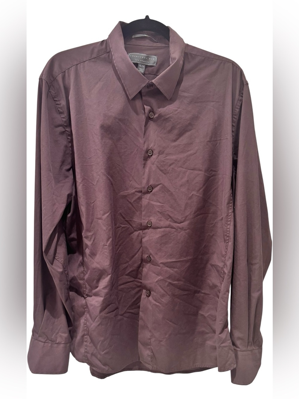 Plum  cotton/blend button down shirt with optional turn back cuffs.Size XL.
